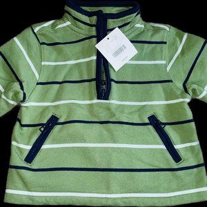 Janie and Jack green nautical striped zip hoodie pullover 3-6 months NWT